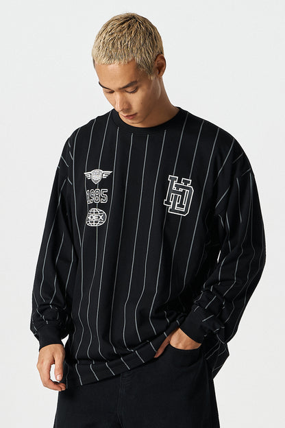 HDEX Baju Korea Olahraga Stripe Sports Long Sleeve Black Jaket Pria Fitness