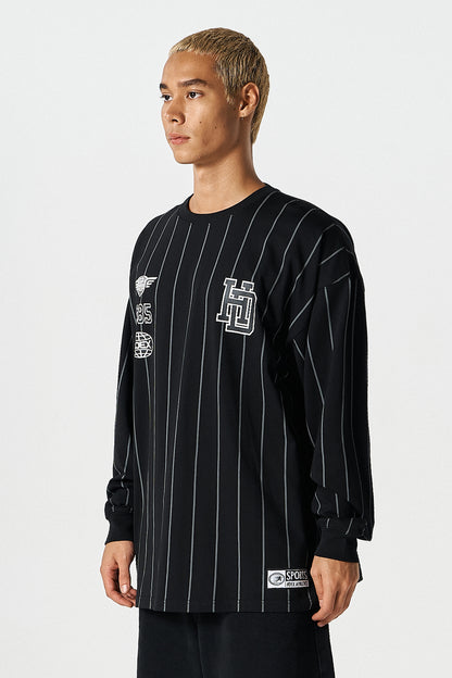 HDEX Baju Korea Olahraga Stripe Sports Long Sleeve Black Jaket Pria Fitness