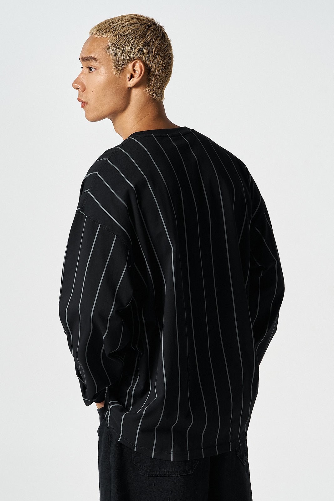 HDEX Baju Korea Olahraga Stripe Sports Long Sleeve Black Jaket Pria Fitness