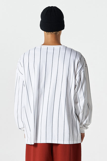 HDEX Baju Korea Olahraga Stripe Sports Long Sleeve White Jaket Pria Fitness