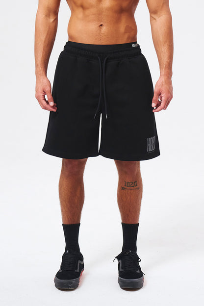 HDEX Celana Korea Olahraga Crack Printed Sweat Shorts Black Pria Fitness