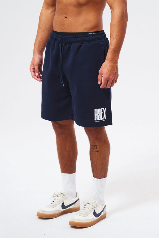 HDEX Celana Korea Olahraga Crack Printed Sweat Shorts Navy Pria Fitness