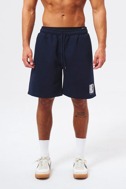 HDEX Celana Korea Olahraga Crack Printed Sweat Shorts Navy Pria Fitness