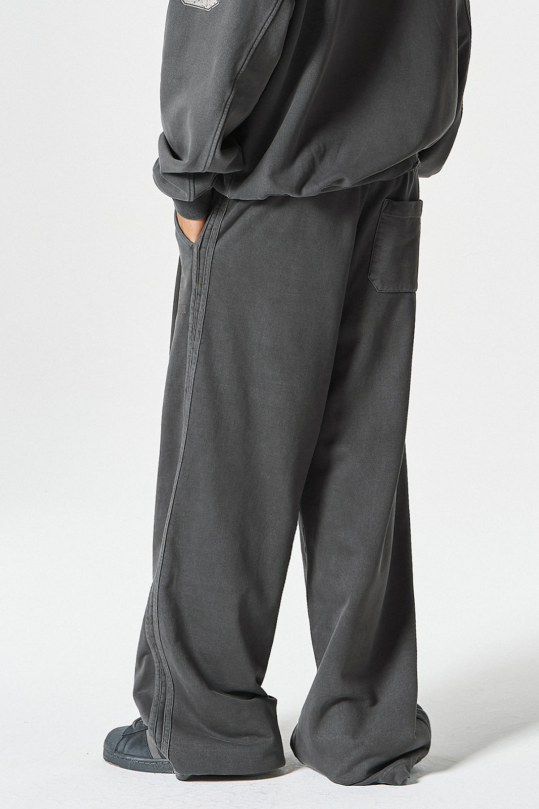 HDEX Celana Korea Olahraga Pigment Wide Sweat Pants Charcoal Pria Fitness