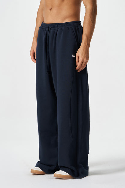 HDEX Celana Korea Olahraga Curve Rivet Sweat Pants Navy Pria Wanita Fitness