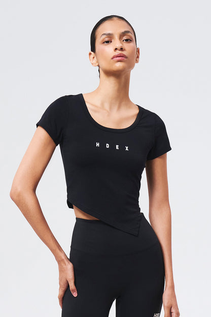 HDEX Baju Korea Olahraga Womens Brisen V-Cut Short Sleeve Black Wanita Fitness