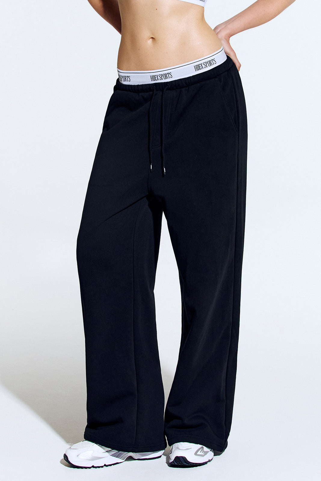 HDEX Celana Korea Olahraga Banding Retreat Double Layer Sweat Pants Black