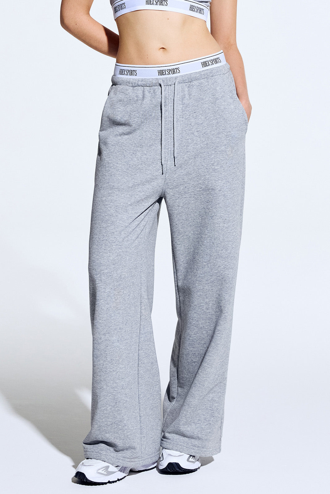 HDEX Celana Korea Olahraga Banding Retreat Double Layer Sweat Pants Melange Gray