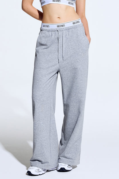HDEX Celana Korea Olahraga Banding Retreat Double Layer Sweat Pants Melange Gray
