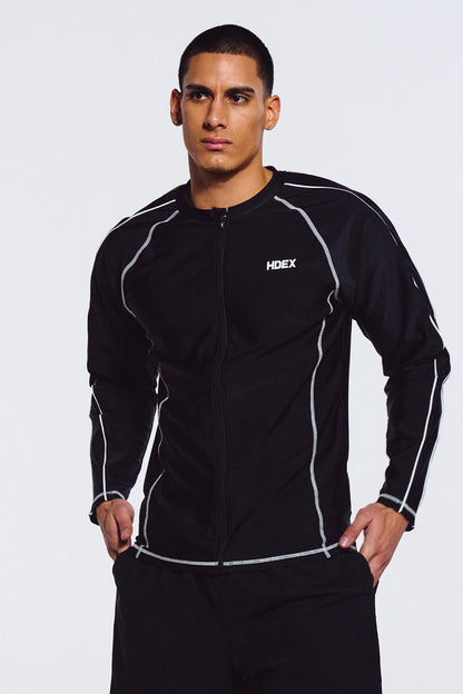 HDEX Aqua Piping Zip-Up Rash Guard Black