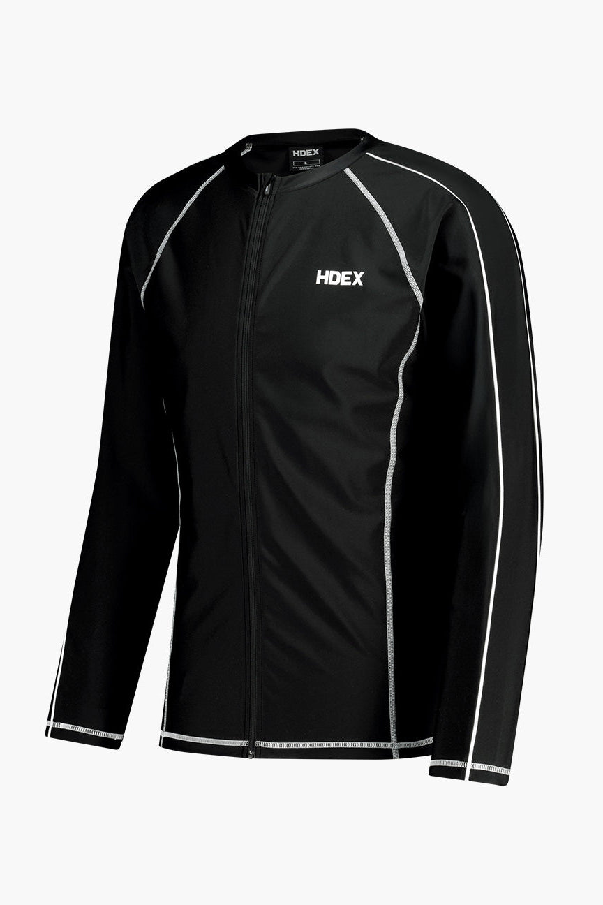 HDEX Aqua Piping Zip-Up Rash Guard Black
