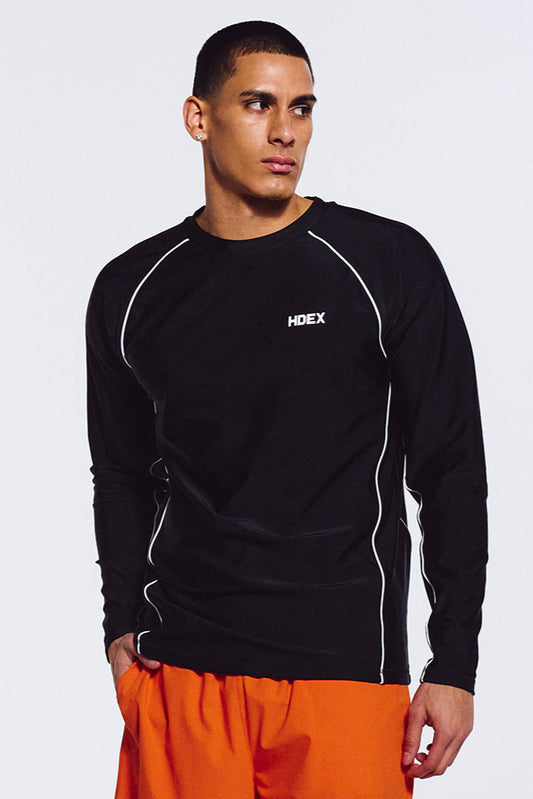 HDEX Aqua Piping Long Sleeve Rash Guard Black