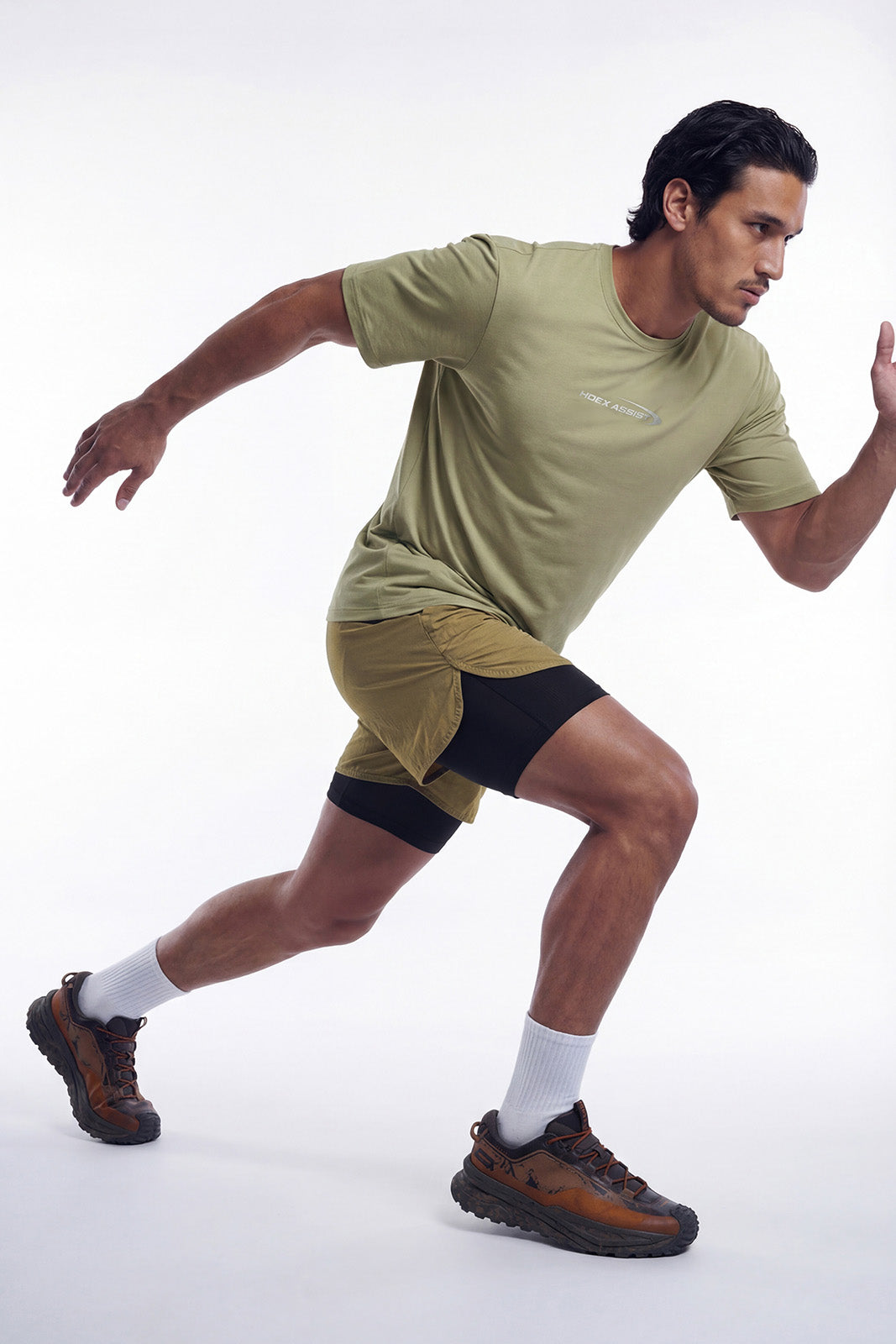 HDEX Celana Korea Olahraga Assist 2-in-1 Ripstop Shorts Camel Pria Fitness