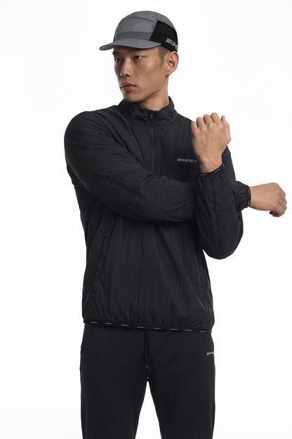 HDEX Baju Korea Olahraga Assist Lightweight Packable Half Zip-Up Black Pria Fitness