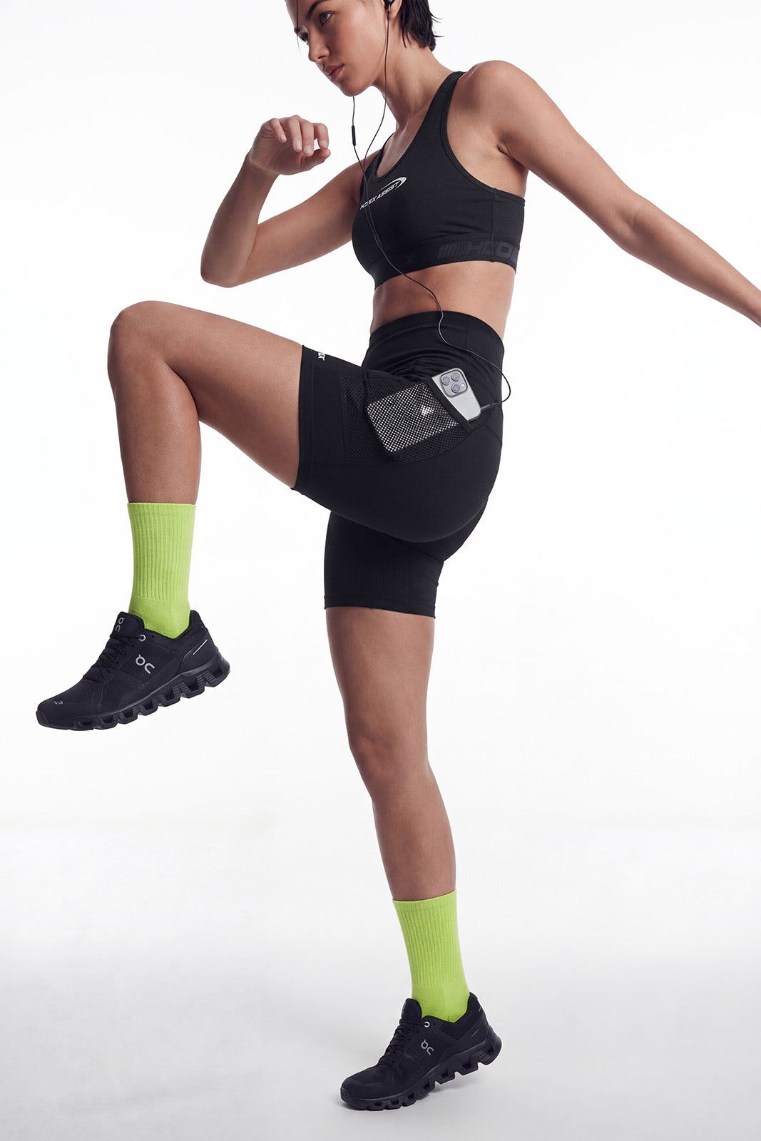HDEX Celana Korea Olahraga Assist Mesh Pocket Biker Shorts W Black Wanita Fitness