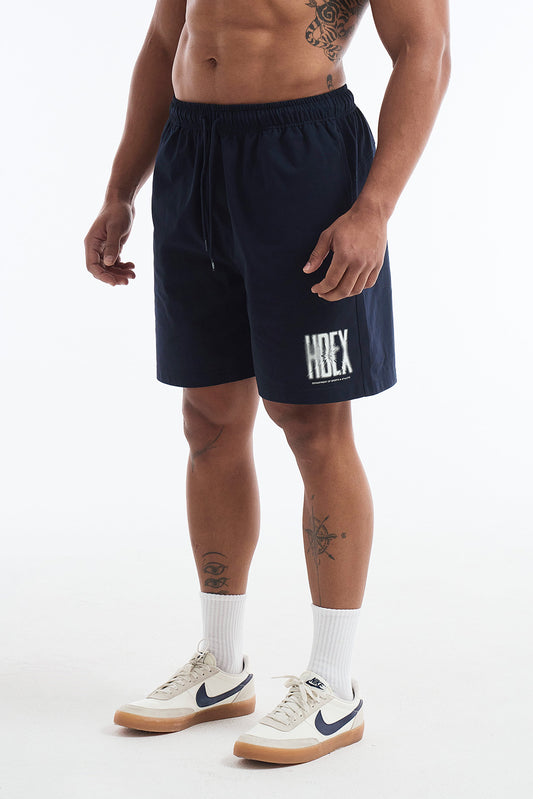 HDEX Celana Korea Olahraga Crack Printed Shorts Navy Pria Fitness