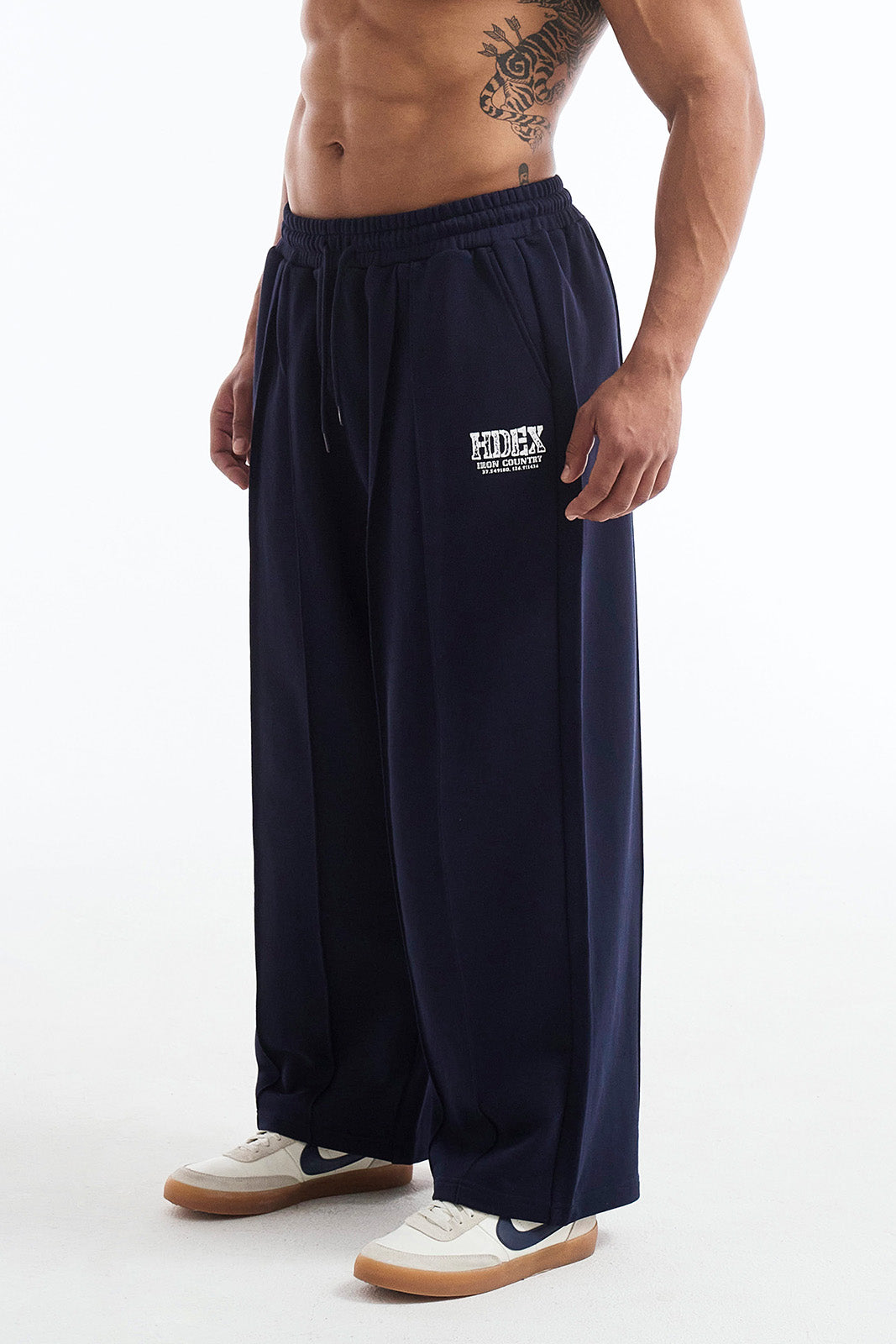HDEX Celana Korea Olahraga Core Deep Tuck Sweat Pants Navy Pria Fitness