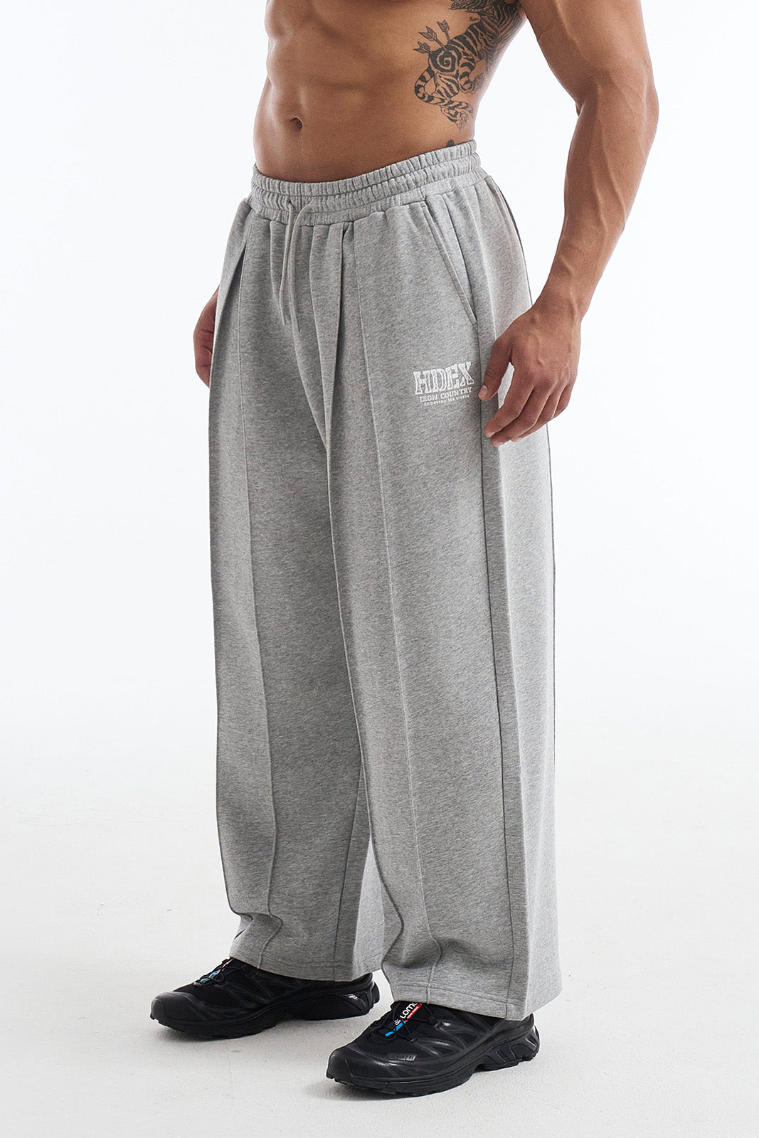 HDEX Celana Korea Olahraga Core Deep Tuck Sweat Pants Melange Gray Pria Fitness