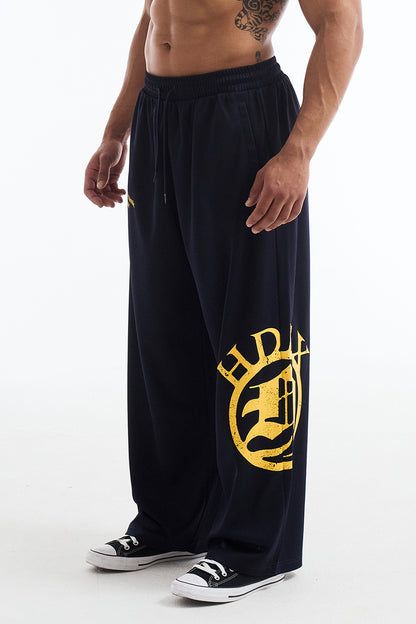 HDEX Celana Korea Olahraga Crown Giant Fit Mesh Wide Pants Navy Pria Fitness