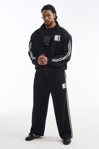 HDEX Celana Korea Olahraga Crack Printed Track Pants Black Pria Fitness