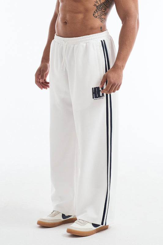 HDEX Celana Korea Olahraga Crack Printed Track Pants White Pria Fitness