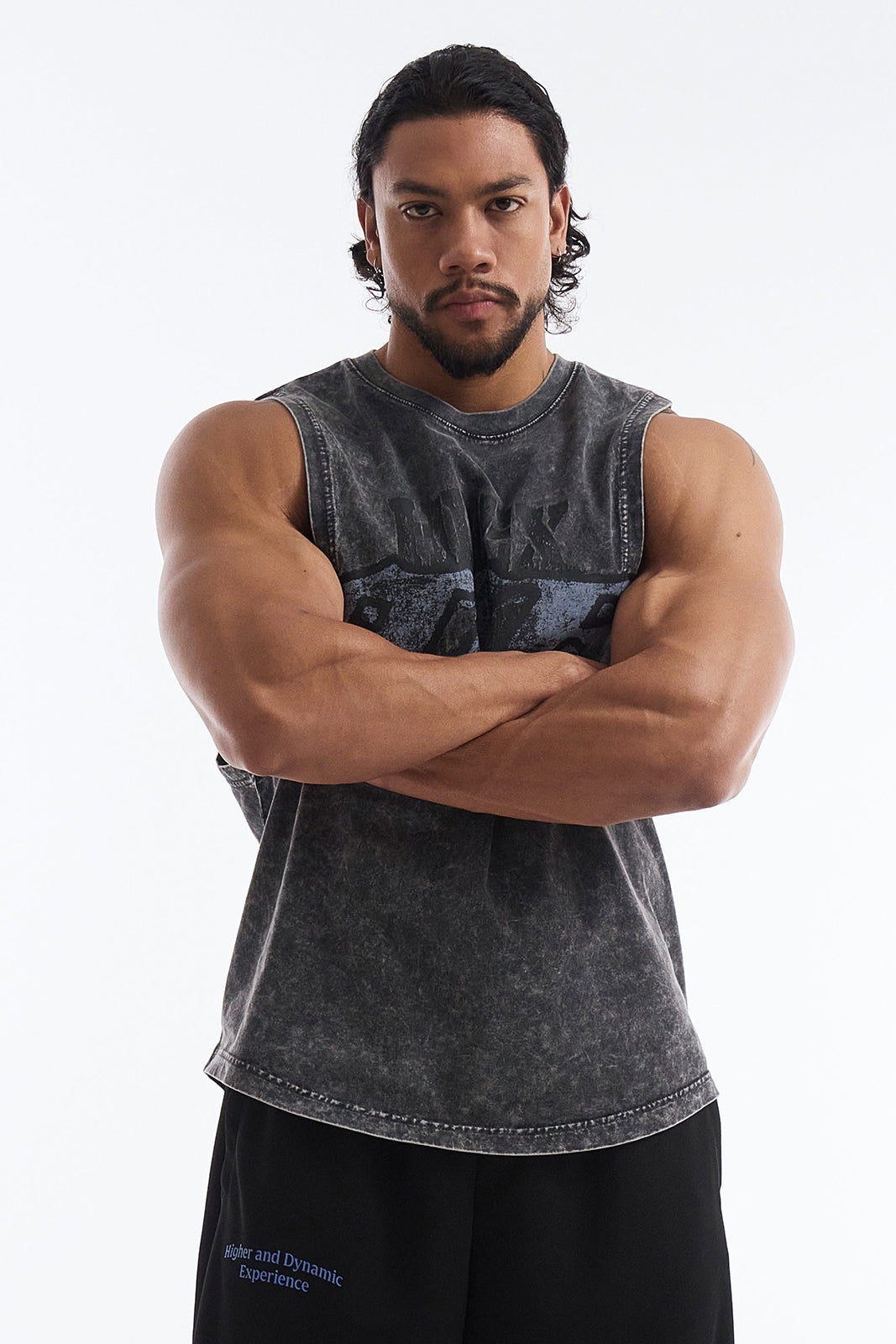 HDEX Baju Korea Olahraga Core Combi Faded Washing Sleeveless Charcoal Pria Fitness