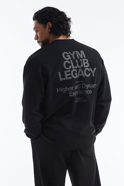 HDEX Baju Korea Olahraga Core Waffle Giant Fit Long Sleeve Black Pria Fitness