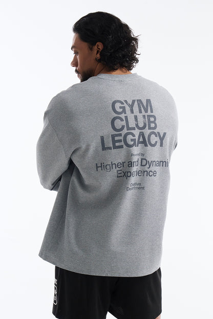 HDEX Baju Korea Olaharaga Core Waffle Giant Fit Long Sleeve Melange Gray Pria Fitness