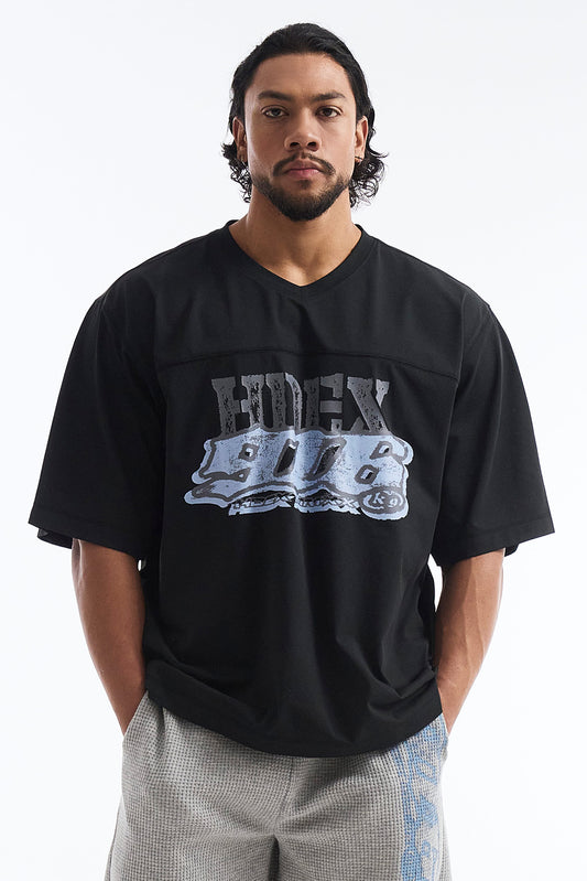 HDEX Baju Korea Olahraga Core Combi Sorona Mesh Short Sleeve Black