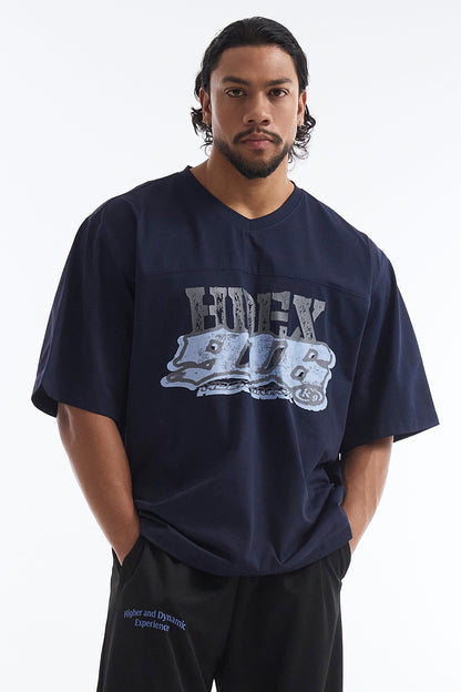 HDEX Baju Korea Olahraga Core Combi Sorona Mesh Short Sleeve Navy