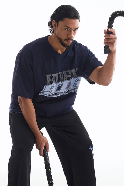 HDEX Baju Korea Olahraga Core Combi Sorona Mesh Short Sleeve Navy