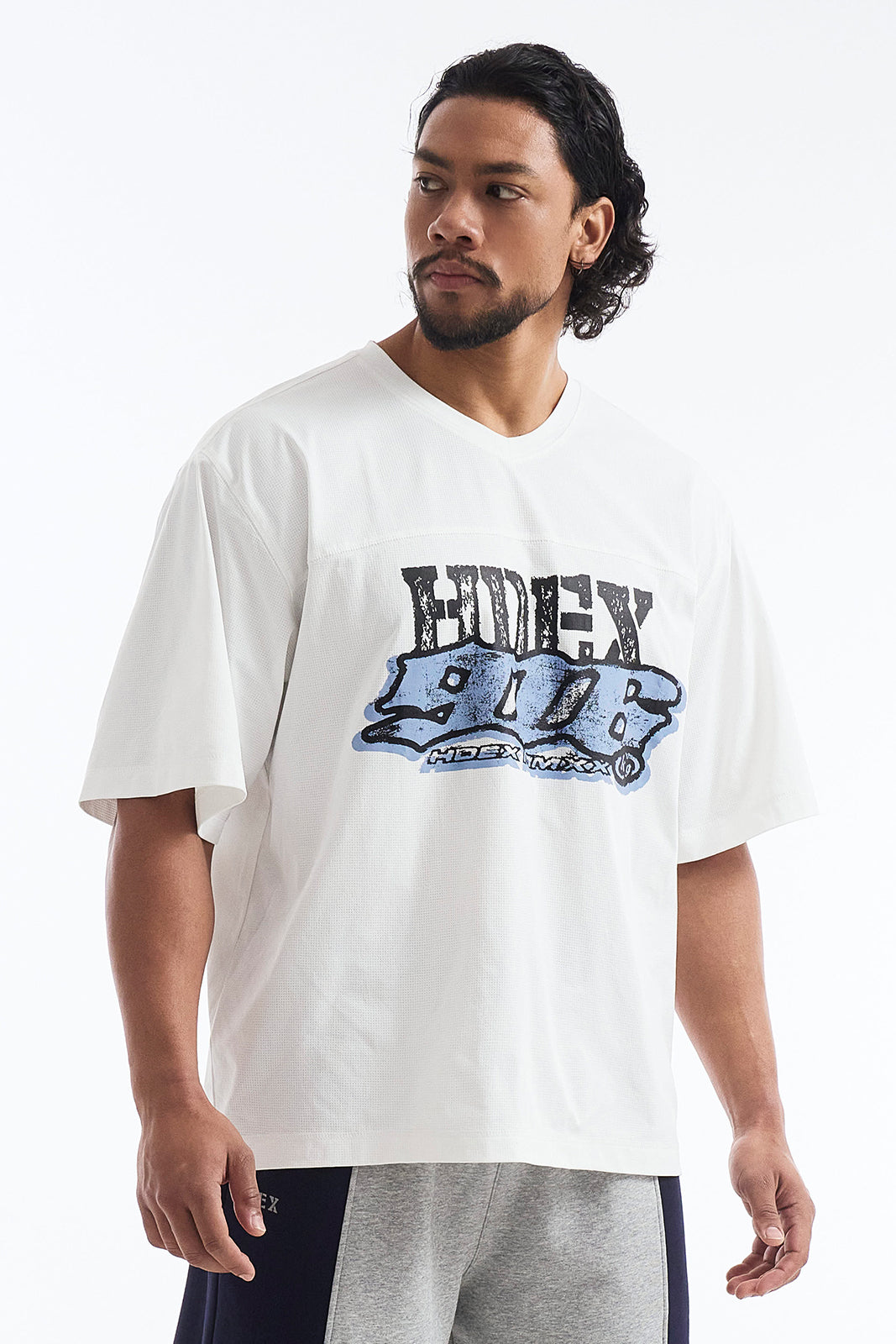 HDEX Baju Korea Olahraga Core Combi Sorona Mesh Short Sleeve White