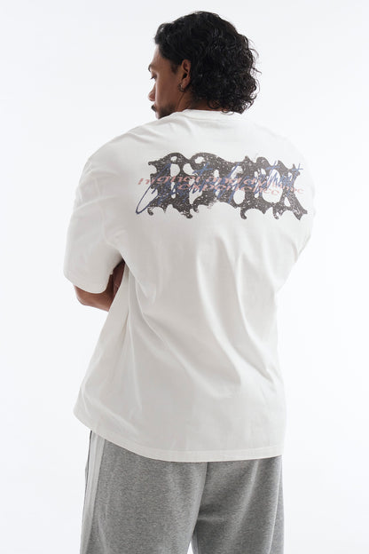 HDEX Baju Korea Olahraga Wild Letter Giant Fit Short Sleeve White Pria Fitness