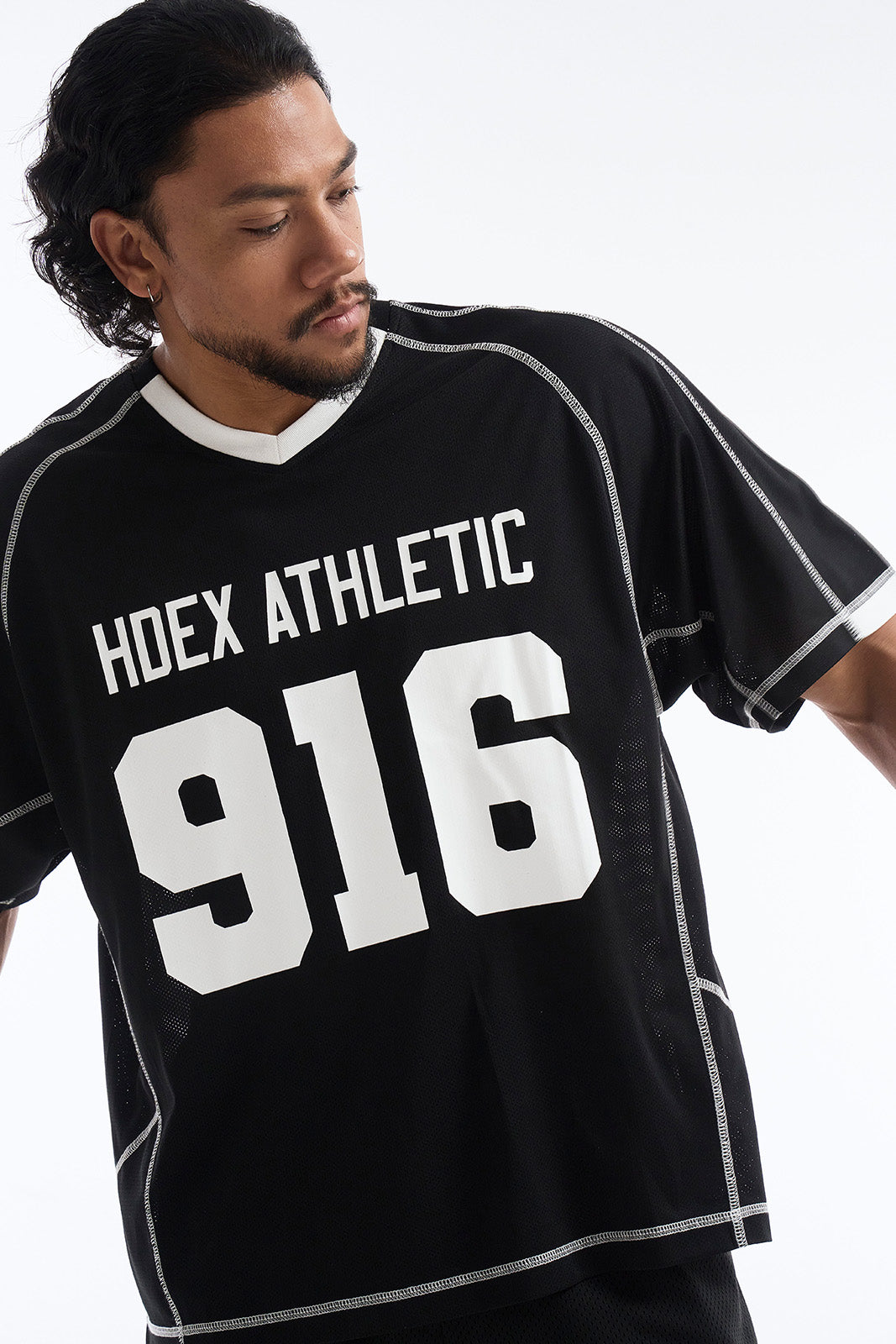 HDEX Baju Korea Olahraga 916 Giant Fit Mesh Short Sleeve Black Pria Fitness