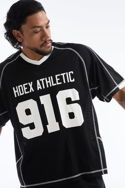 HDEX Baju Korea Olahraga 916 Giant Fit Mesh Short Sleeve Black Pria Fitness
