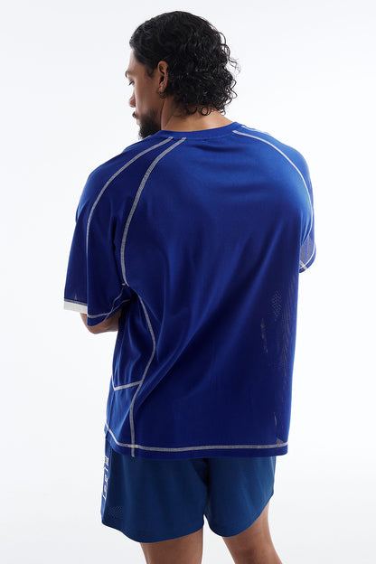 HDEX Baju Korea Olahraga 916 Giant Fit Mesh Short Sleeve Blue Pria Fitness