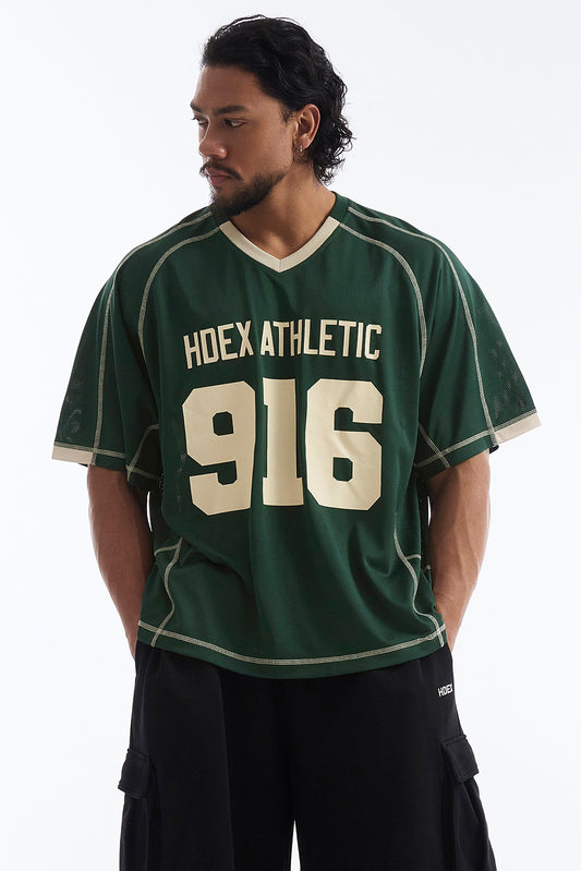 HDEX Baju Korea Olahraga 916 Giant Fit Mesh Short Sleeve Green Pria Fitness