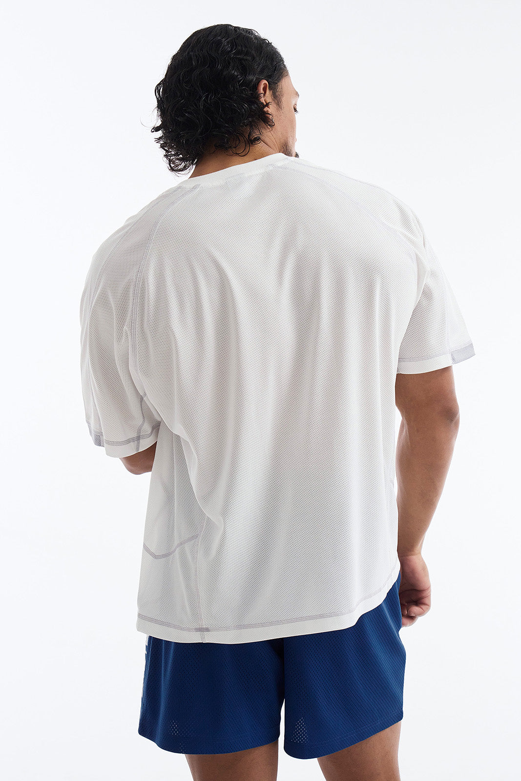 HDEX Baju Korea Olahraga 916 Giant Fit Mesh Short Sleeve White Pria Fitness