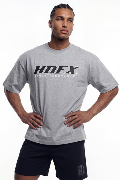 HDEX Baju Korea Olahraga Origin Short Sleeve Melange Gray Pria Fitness