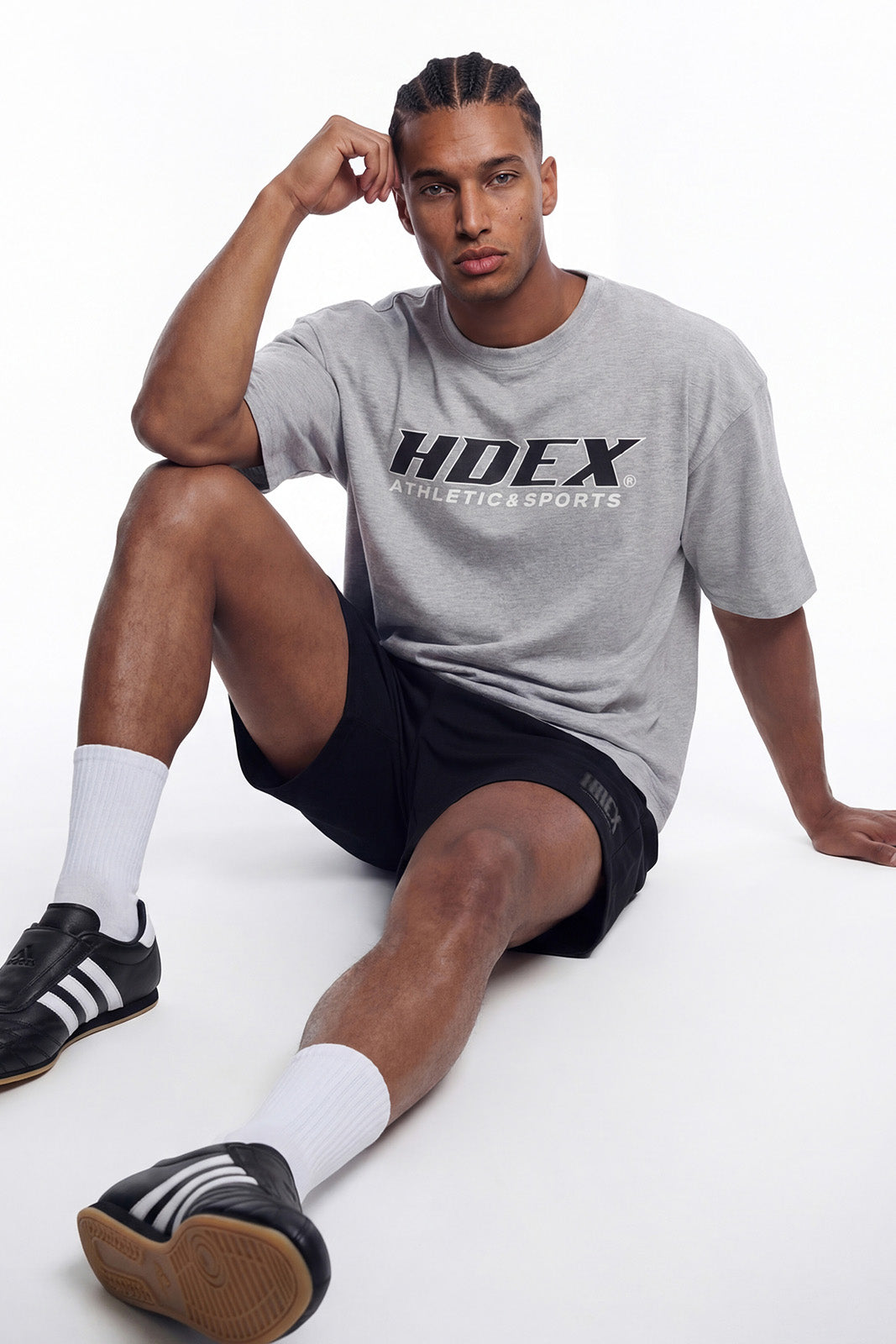 HDEX Baju Korea Olahraga Origin Short Sleeve Melange Gray Pria Fitness