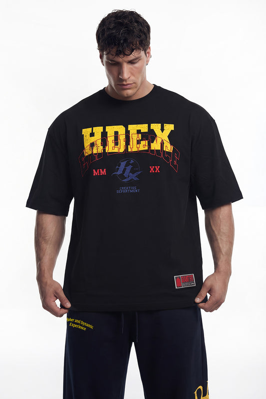 HDEX Baju Korea Olahraga Overlay Giant Fit Black Pria Fitness
