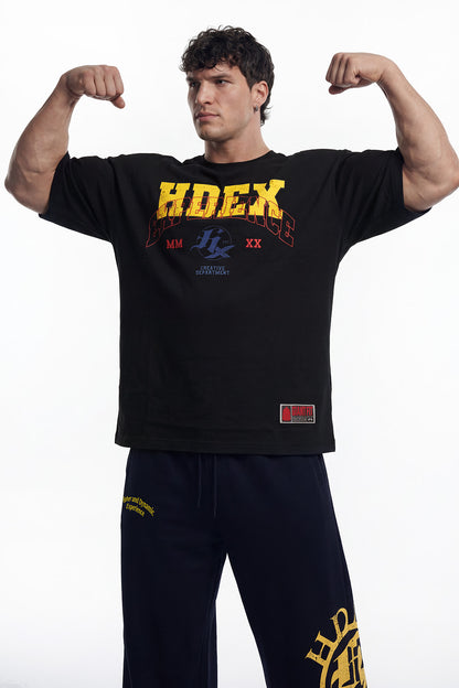 HDEX Baju Korea Olahraga Overlay Giant Fit Black Pria Fitness