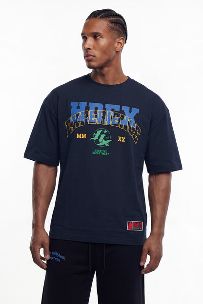 HDEX Baju Korea Olahraga Overlay Giant Fit Navy Pria Fitness