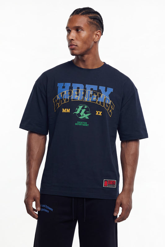 HDEX Baju Korea Olahraga Overlay Giant Fit Navy Pria Fitness