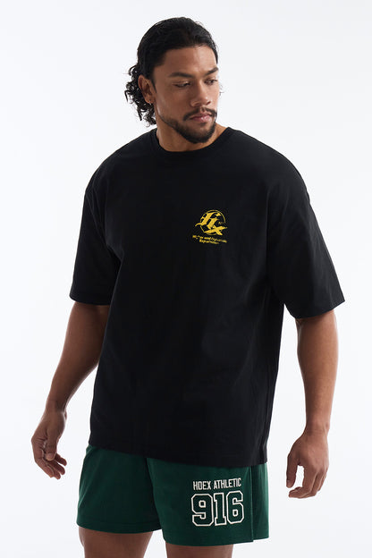 HDEX Baju Korea Olahraga HX Back Logo Short Sleeve Black Pria Fitness