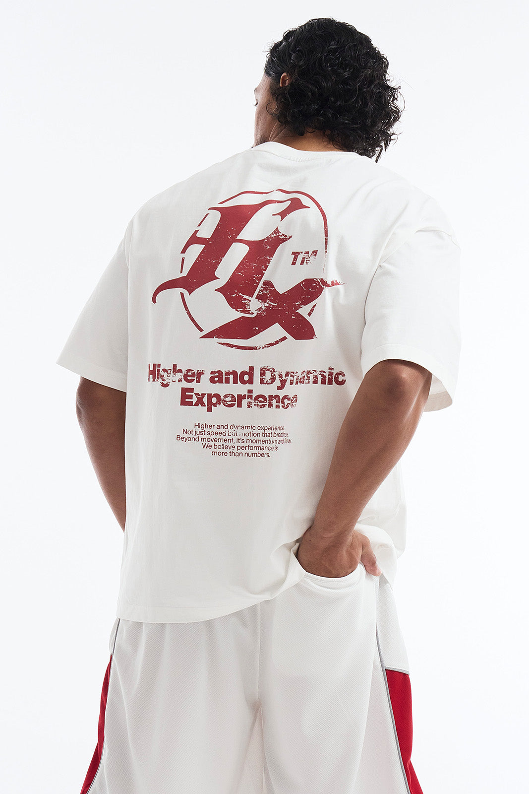 HDEX Baju Korea Olahraga HX Back Logo Short Sleeve White Pria Fitness