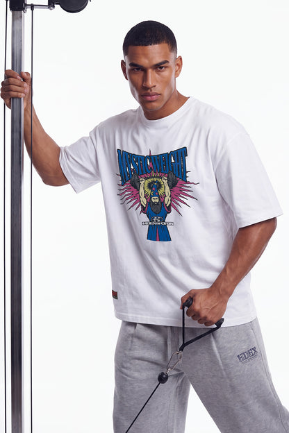 HDEX Baju Korea Olahraga Wizard Giant Fit Short Sleeve White Wanita Fitness