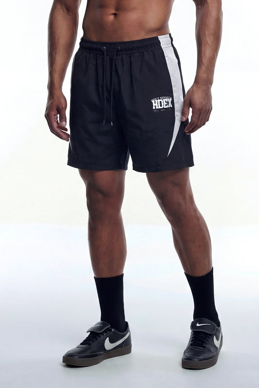 HDEX Celana Korea Olahraga Core Airy Color Block Shorts Black Pria Fitness