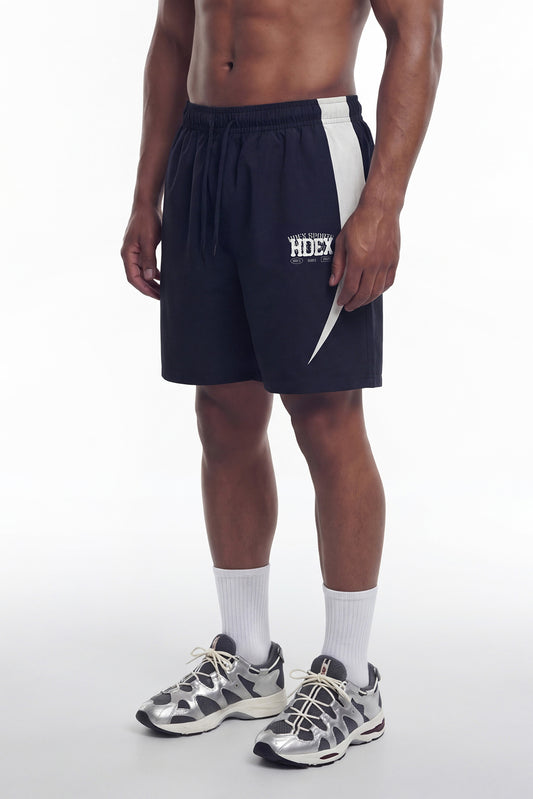 HDEX Celana Korea Olahraga Core Airy Color Block Shorts Navy Pria Fitness