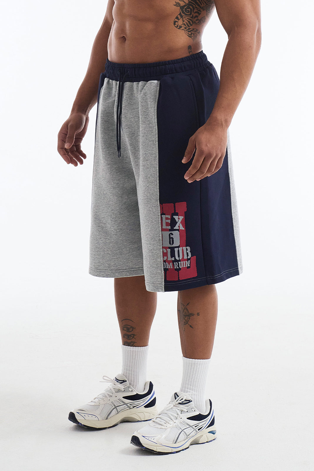 HDEX Celana Korea Olahraga Lift Damage Block Sweat Shorts Melange Gray Pria Fitness